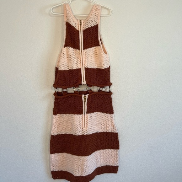 Lilly’s Kloset Women’s Pink & Brown Striped Knit Dress Size Small - Picture 5 of 11